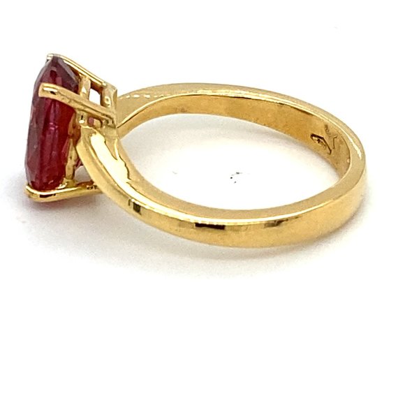 Rubellite 2.72ct Solid 18K Yellow Gold Ring - Picture 6 of 7